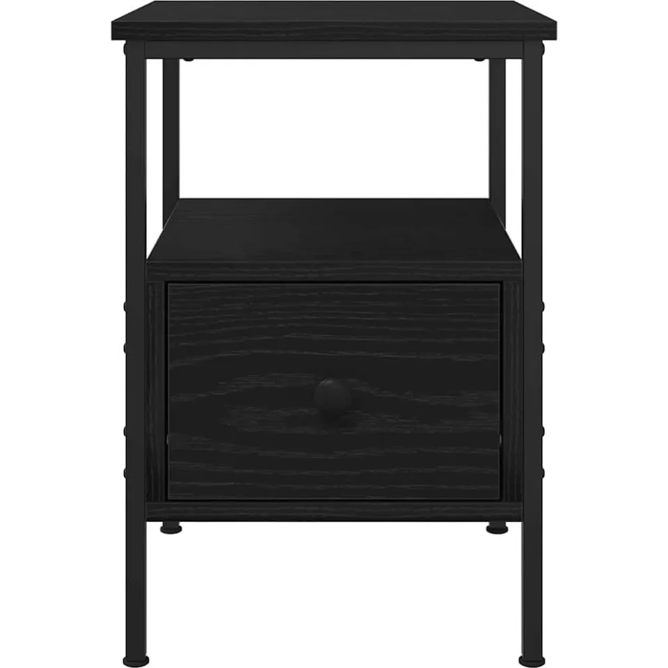 vidaXL Nachtkastje 2 st Zwart Eiken 34 x 36 x 50 cm Bewerkt hout, foto 4