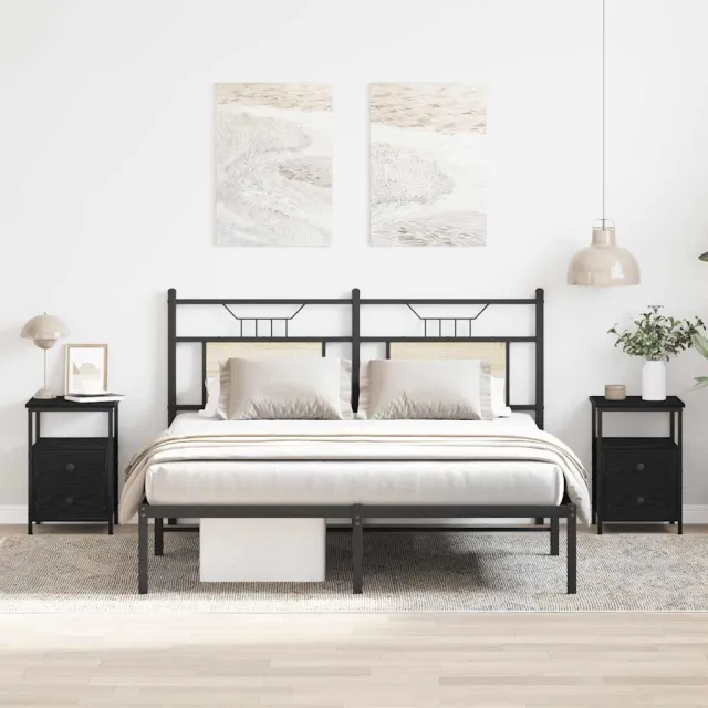 vidaXL Nachtkastjes 2 st 34x35,5x50 cm bewerkt hout zwart eikenkleurig, foto 2