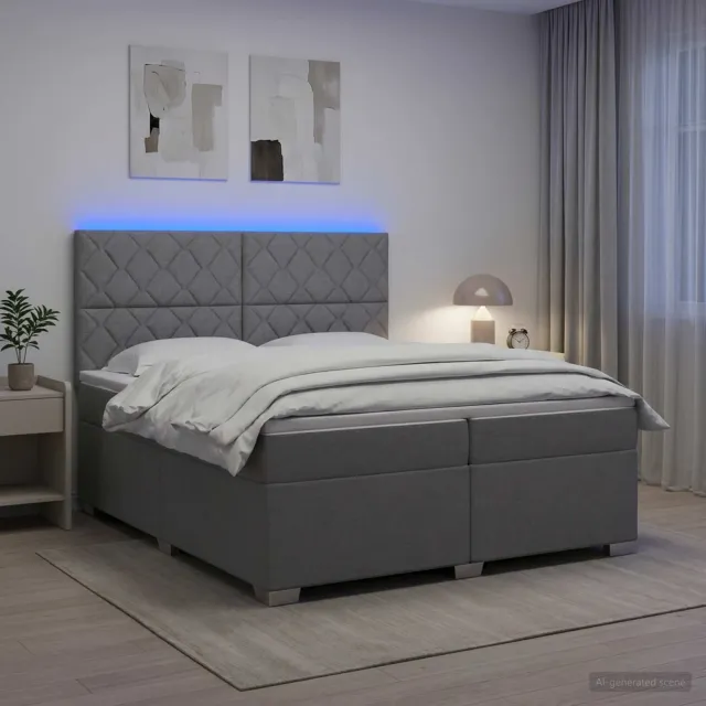 vidaXL Boxspringbed met matras Lichtgrijs 200 x 200 cm Stof