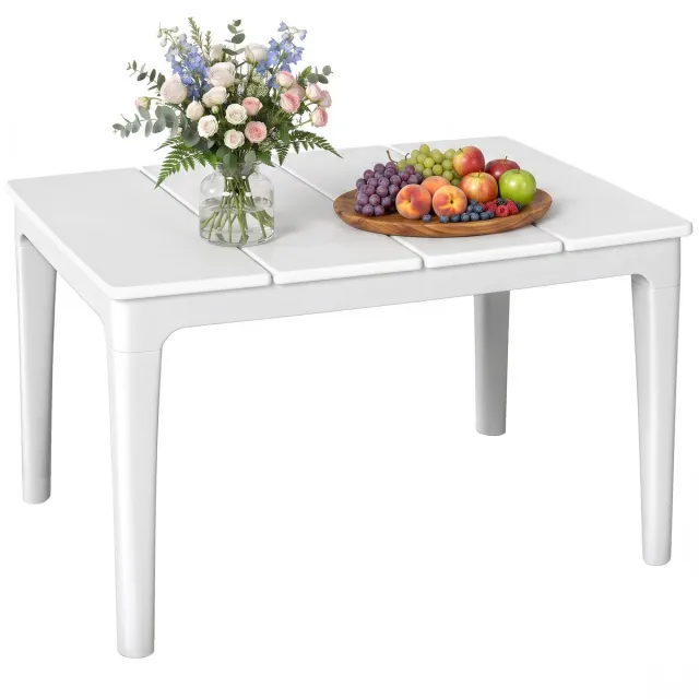 Outsunny Koffietafel van Kunststof - Tuintafel - Bijzettafel - Terrastafel - Cremekleurig crème