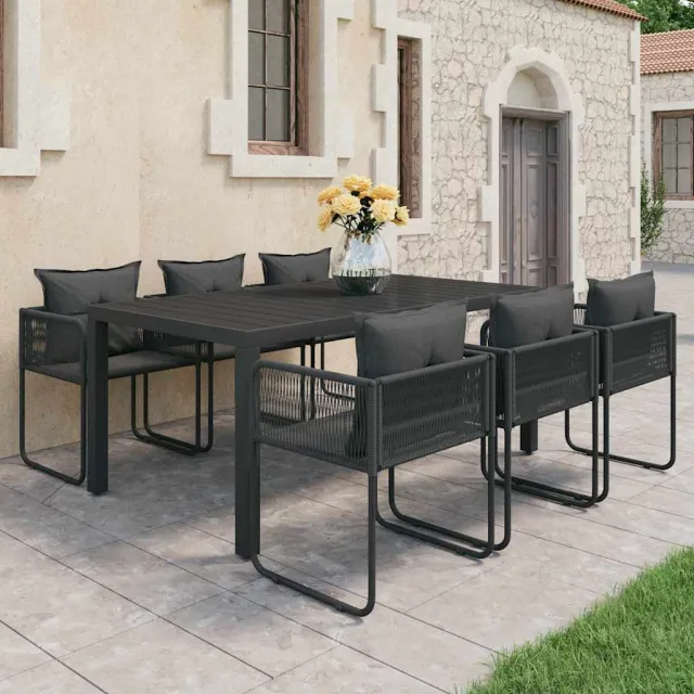 vidaXL 7-delige Tuinset PVC-rattan zwart, foto 2