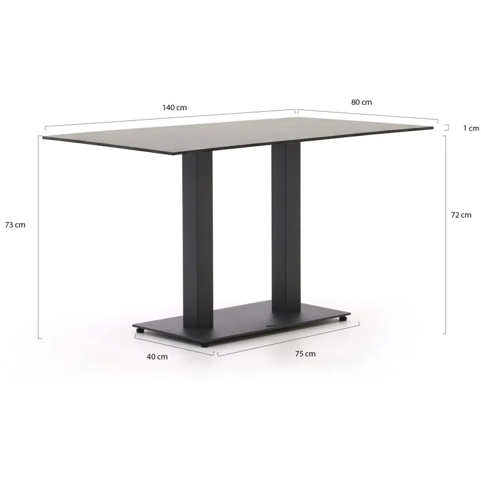 Forza Furniture Forza Orta tuintafel 140x80x73cm grijs, foto 2