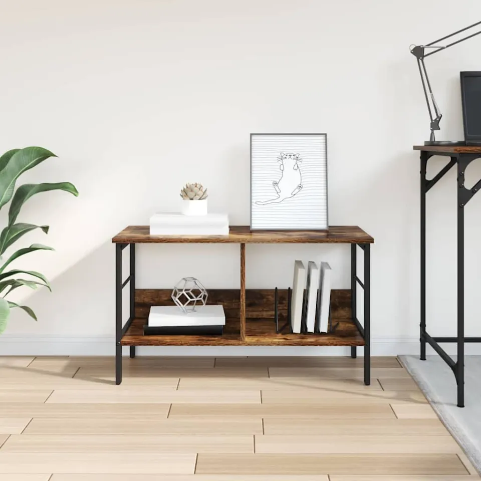 vidaXL Boekenkast 2-laags 82 x 32 x 47 cm Bewerkt hout Gerookt eiken, foto 4