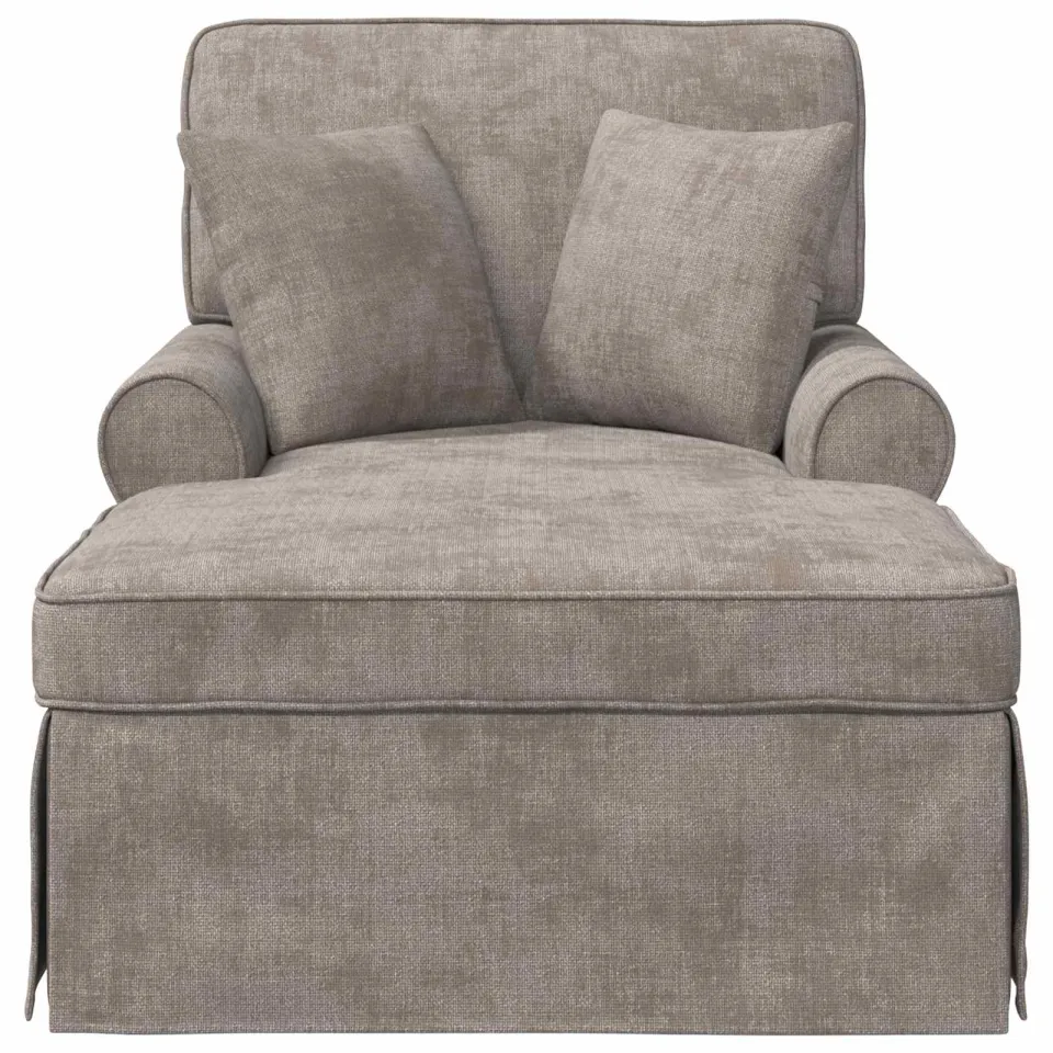 vidaXL Chaise Lounge met Rok met kussen Zand 157 x 91 x 91 cm ARES, foto 4