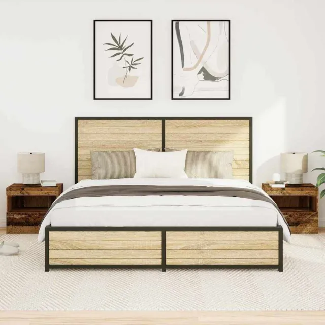 vidaXL Nachtkastje 2 st Oudhout 50 x 40 x 45 cm Bewerkt hout bruin, foto 2