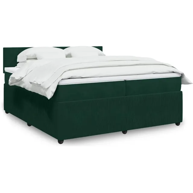 vidaXL Boxspring met matras fluweel donkergroen 200x200 cm groen