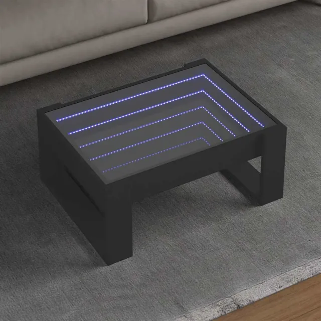 vidaXL Salontafel met Infinity LED 70x53x30 cm zwart, foto 2