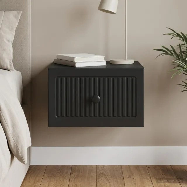 vidaXL Wandbeugel Bedkast Zwart 33 x 34,5 x 20 cm Bewerkt hout, foto 2