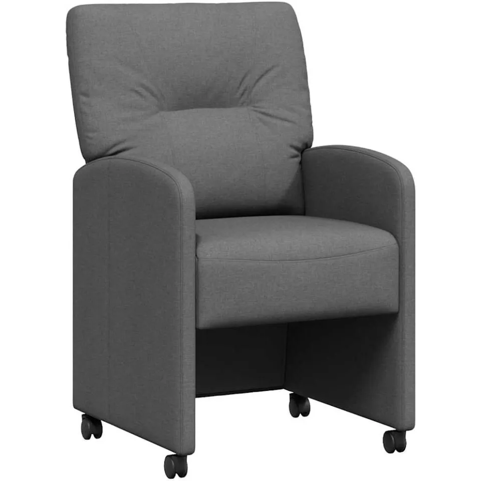 vidaXL Eetkamerstoelen met Wieltjes 2 st Stof Donkergrijs grijs, foto 4
