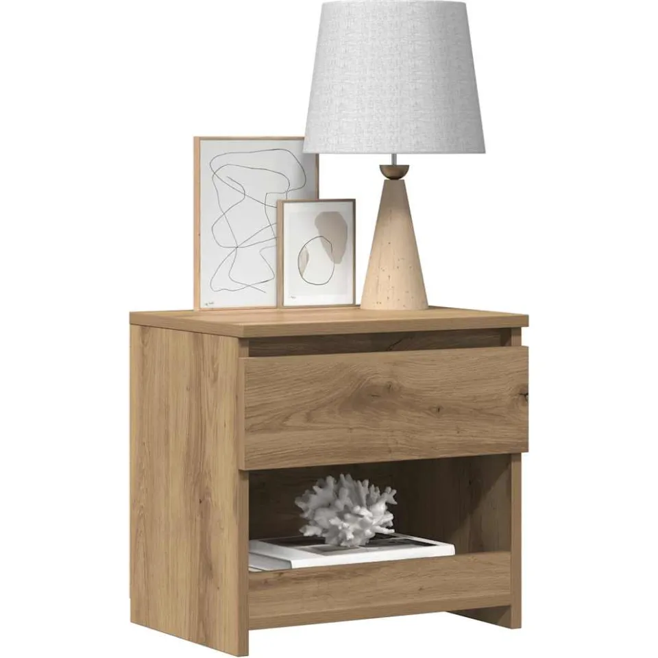 vidaXL Nachtkastje 40x30x39 cm bewerkt hout artisanaal eikenkleur, foto 3