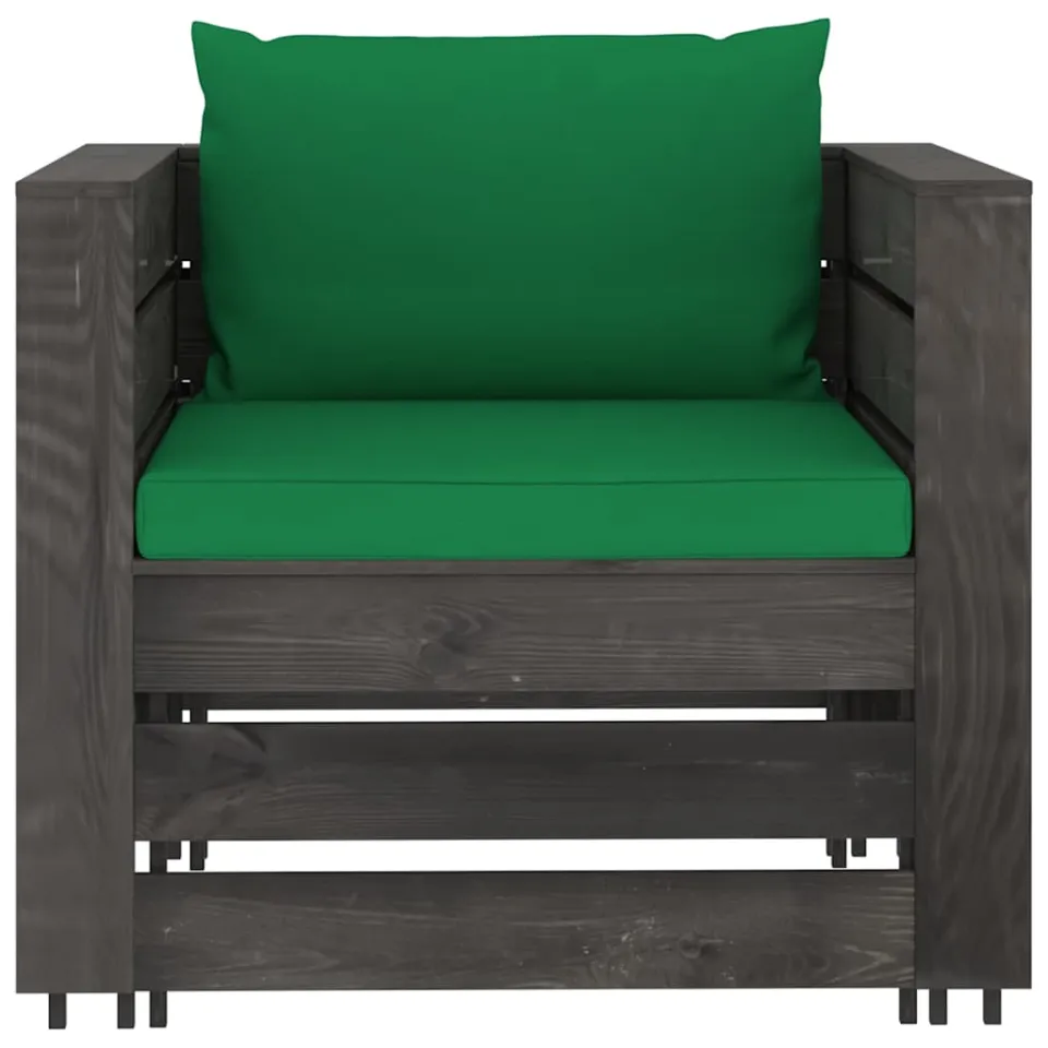 vidaXL 2-delige Loungeset met kussens grijs geïmpregneerd hout, foto 3