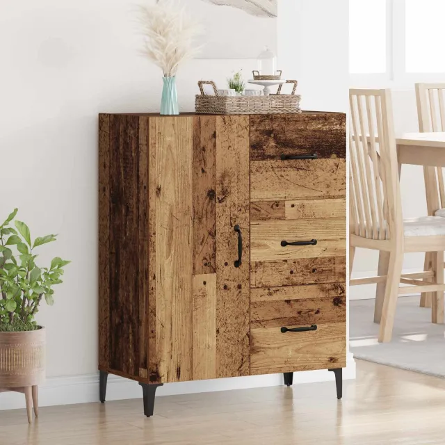 vidaXL Dressoir Oudhout 69,5 x 34 x 90 cm Bewerkt hout Bruin