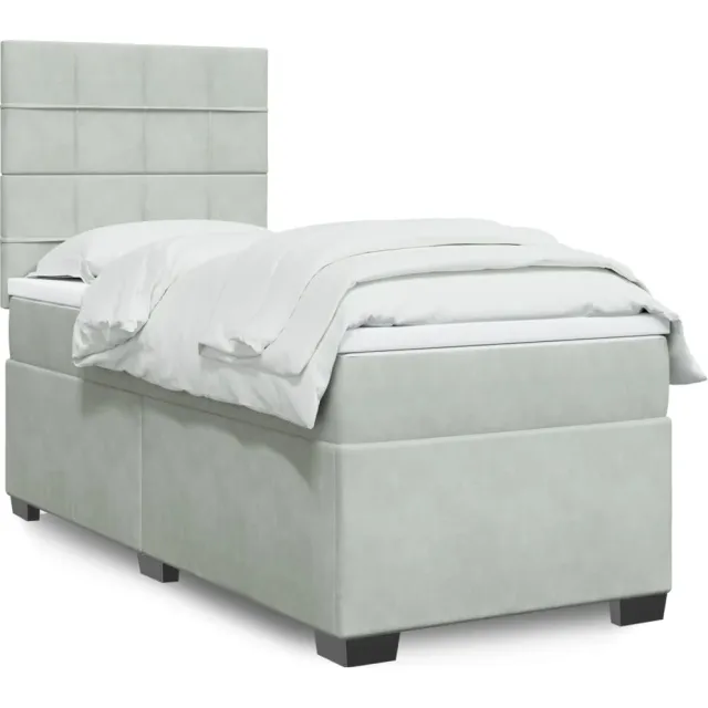 vidaXL Boxspring met matras fluweel lichtgrijs 90x190 cm grijs
