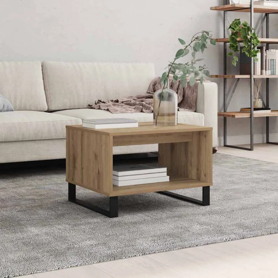 vidaXL Salontafel artisanaal eikenkleurig 60 x 50 x 40 cm Bewerkt hout, foto 4