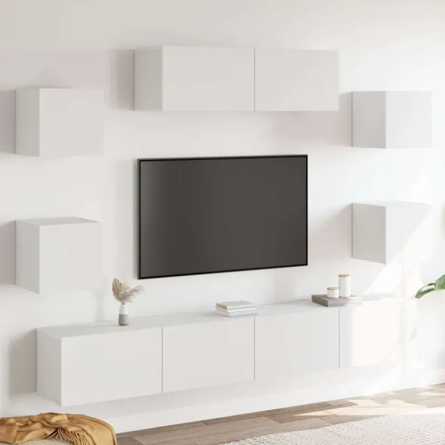 vidaXL 7-delige Tv-meubelset bewerkt hout wit