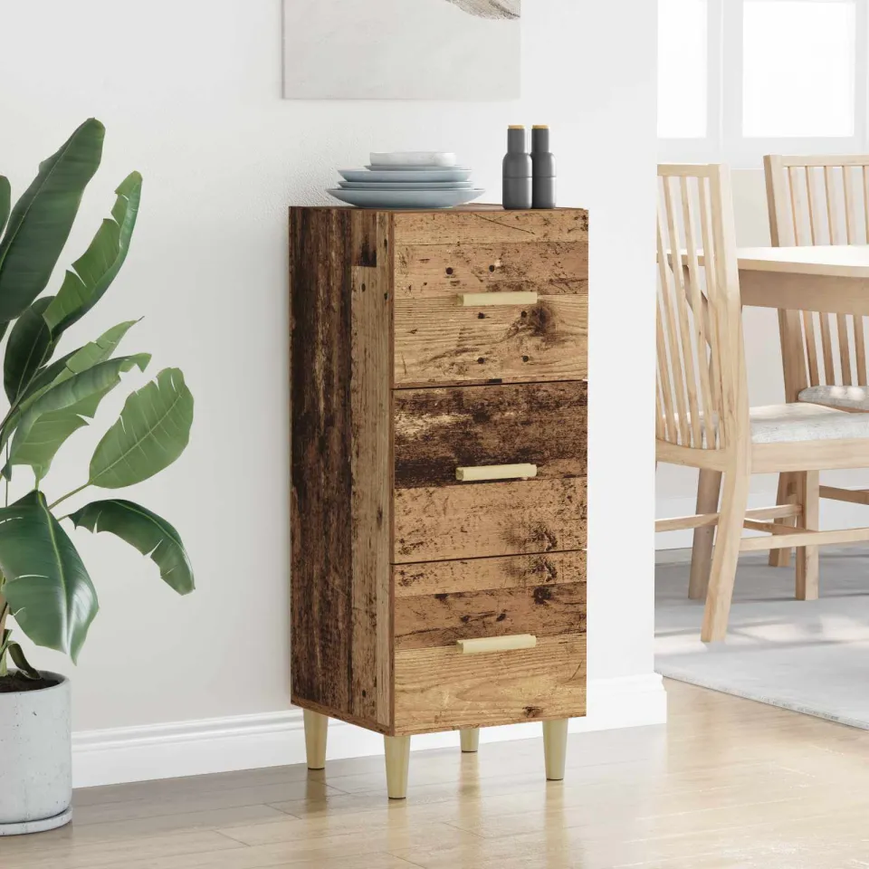 vidaXL Dressoir Oud hout 34.5 x 34 x 90 cm Bewerkt hout bruin, foto 3