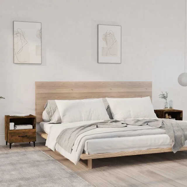 vidaXL Nachtkastjes 2 st bewerkt hout gerookt eikenkleurig, foto 2