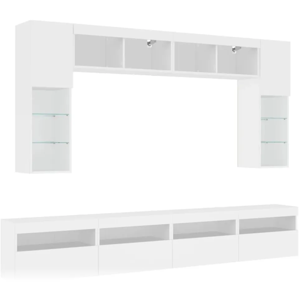 vidaXL 8-delige tv-wandmeubelset met LED-verlichting wit, foto 4