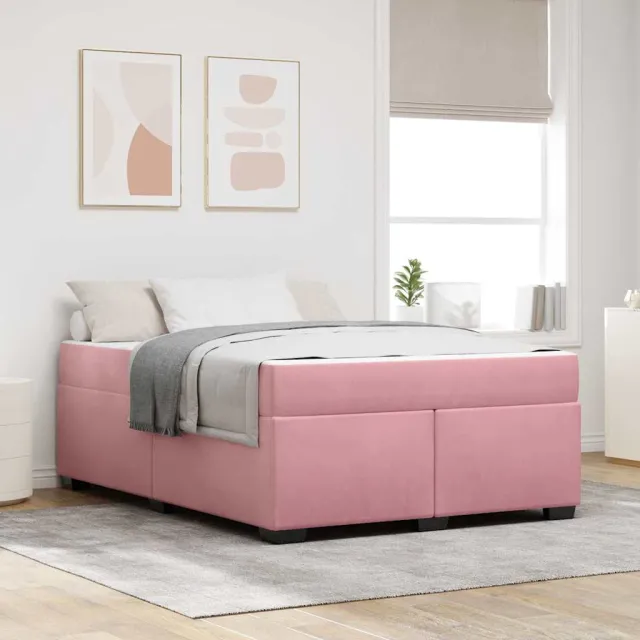 vidaXL Bedframe met matras Roze 140 x 200 cm Stof