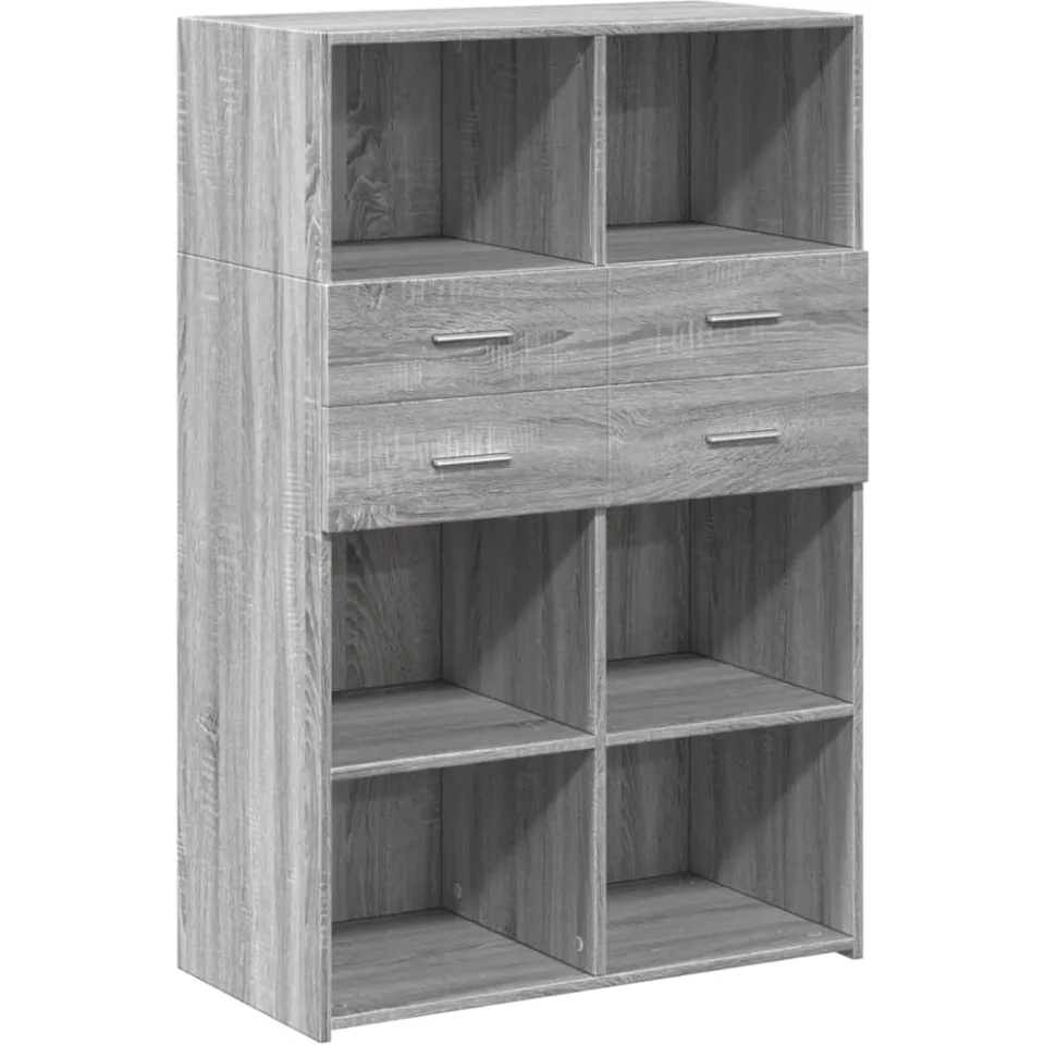 vidaXL Hoge kast 80x42,5x124 cm bewerkt hout grijs sonoma eikenkleurig, foto 3