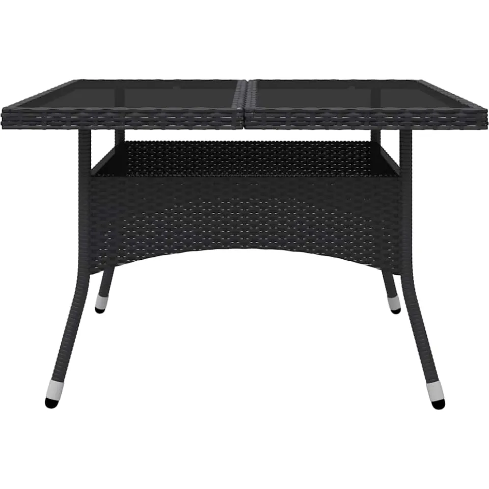 vidaXL 9-delige Tuinset poly rattan en glas zwart