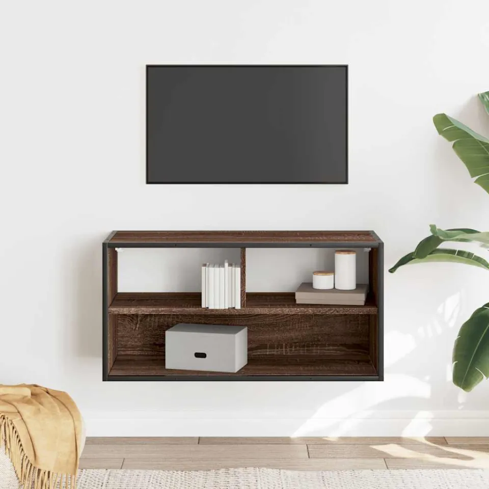 vidaXL Tv-meubel 80x31x39,5 cm bewerkt hout metaal bruin eikenkleurig, foto 2