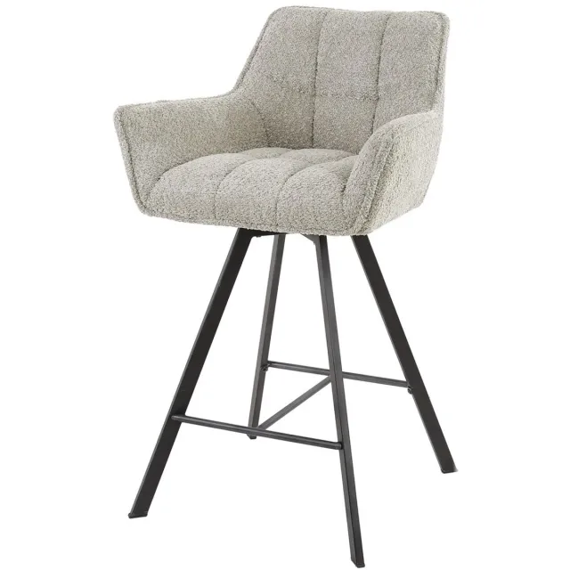 Giga Living Giga Meubel Barstoel Raster - Zand Bouclé - Draaibaar - Zithoogte 69cm - Set van 2