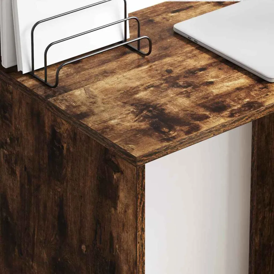vidaXL Bureau Gerookt eiken 78,5 x 37 x 154,5 cm Bewerkt hout, foto 3