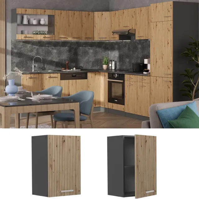 RFWR Hangkast 40 cm in Artisanaal Eiken en Antraciet - Modulaire Keukenoplossing Ambachtelijke Eik
