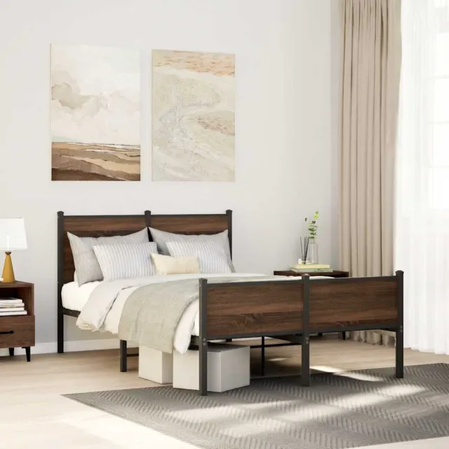 vidaXL Bedframe zonder matras metaal bruin eikenkleurig 120x190 cm