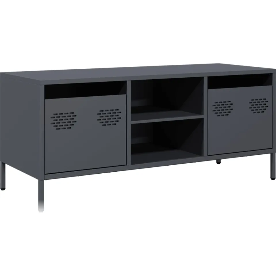 vidaXL Tv-meubel 101,5x39x43,5 cm koudgewalst staal antracietkleurig, foto 3