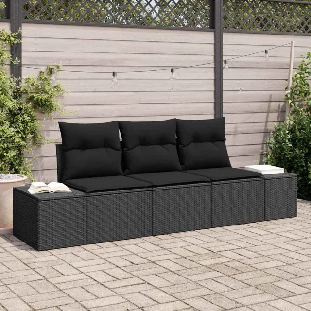 vidaXL Bankstel 3 st Zwart poly rattan, foto 2