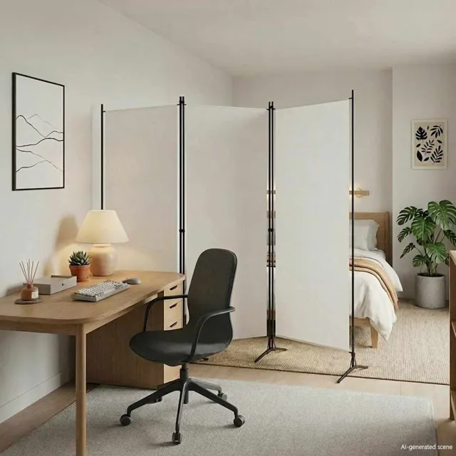 vidaXL Kamerscherm met 3 panelen 260x180 cm stof wit