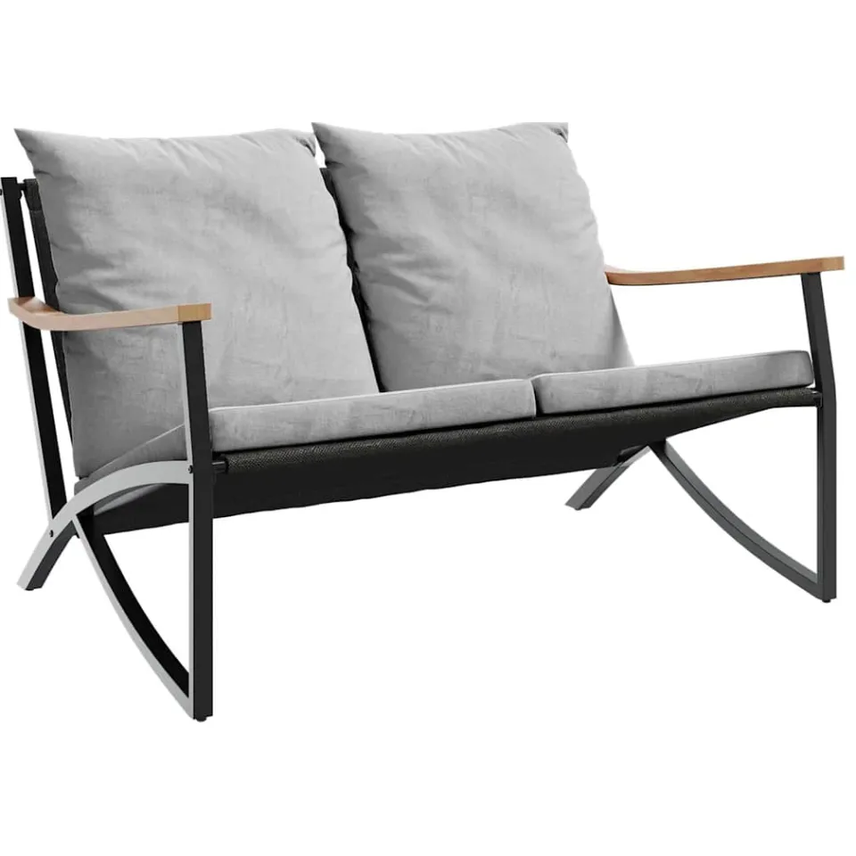 vidaXL Tuinbank met kussens 120 cm staal zwart