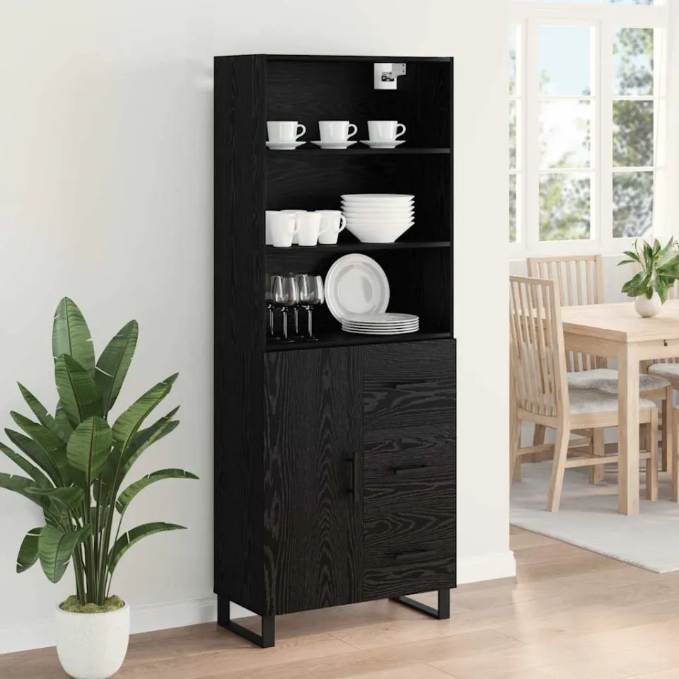 vidaXL Hoge kast 2 st Zwart Eiken 69,5 x 34 x 180 cm, foto 3