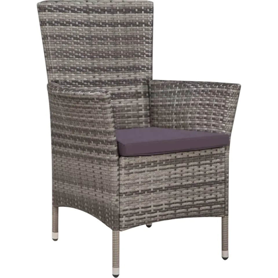 vidaXL 3-delige Bistroset poly rattan grijs, foto 2