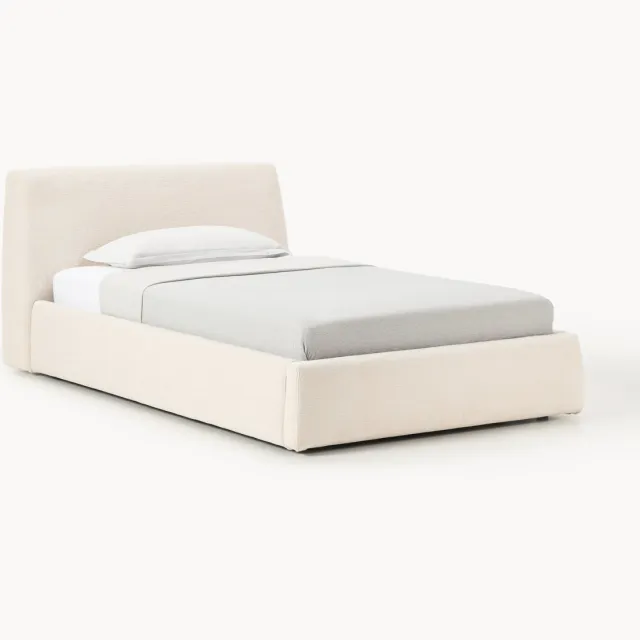 Westwing Collection Gestoffeerd eenpersoonsbed Cloud met opbergruimte Beige