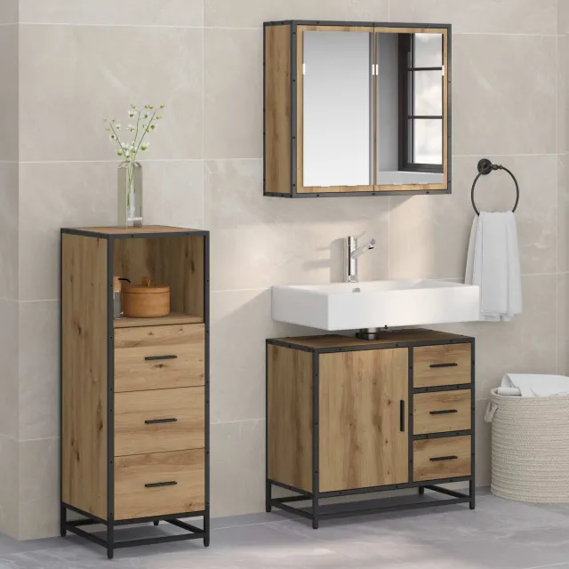 vidaXL Badkamermeubelset 3 st Artisan Eiken 35 x 37,5 x 100 cm Bruin