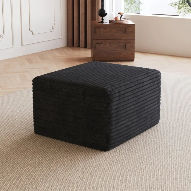 MODENUIT Voetenbankje – 65 x 60 x 38 cm – Zonder Montage – Stof – Zwart – Voor Binnen