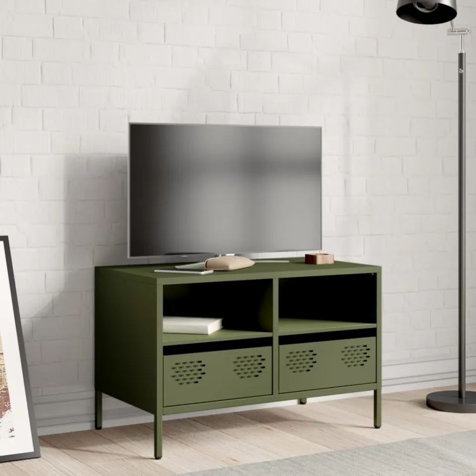 vidaXL Tv-meubel 68x39x43,5 cm koudgewalst staal olijfgroen, foto 3