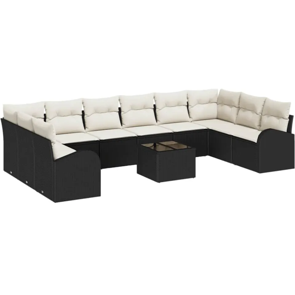 vidaXL Bankstel 11 st Zwart [Synthetisch]: Polyrattan