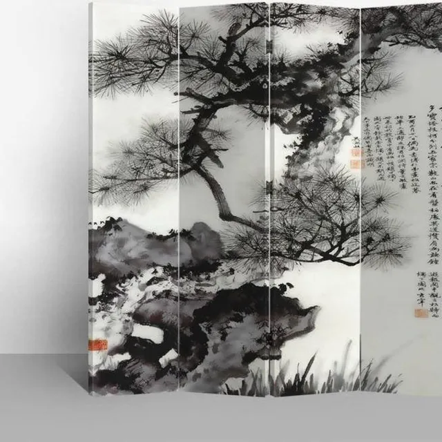 Fine Asianliving Chinees Kamerscherm B160xH180cm 4 Panelen Takken Grijs
