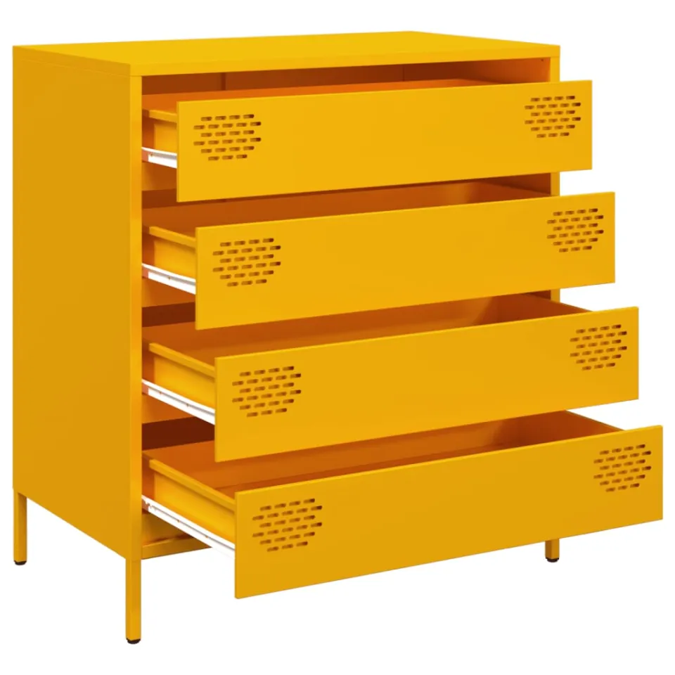 vidaXL Dressoir 68x39x73,5 cm koudgewalst staal mosterdgeel, foto 4