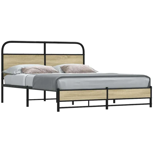 vidaXL Bedframe zonder matras metaal sonoma eikenkleurig 160x200 cm