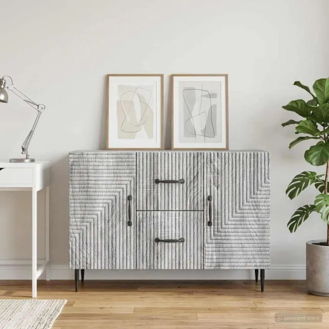 vidaXL Dressoir met lade Grijs sonoma 89 x 34,5 x 60 cm Bewerkt hout, foto 2