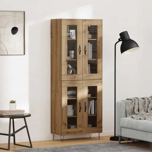vidaXL Hoge kast Artisan Eiken 69,5 x 34 x 90 cm Bewerkt hout, foto 2