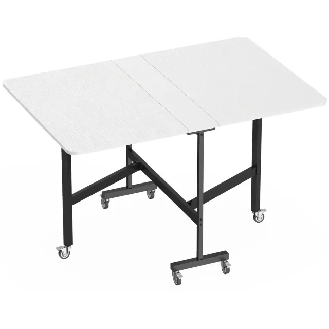 Homona Klapbare eettafel - Voor maximaal 6 personen - Met uitklapbare zijbladen - Met 6 wielen en remmen - 120 x 80 x 73 cm - Wit