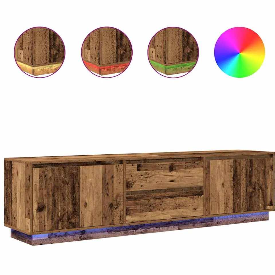 vidaXL Tv-meubel met LED-verlichting 193,5x41x50 cm oud houtkleurig bruin, foto 4