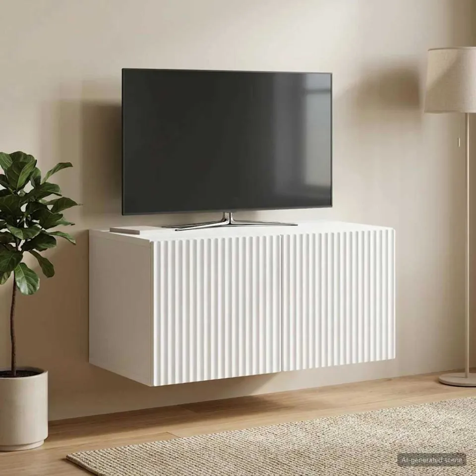 vidaXL Wandbeugel TV-kast Wit 59,5 x 41 x 30 cm Bewerkt hout, foto 3