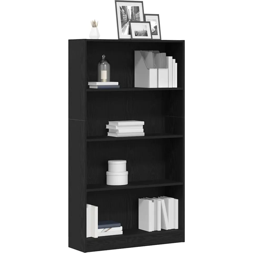 vidaXL Boekenkast 4-laags 80x24x143 cm spaanplaat zwart eikenkleurig